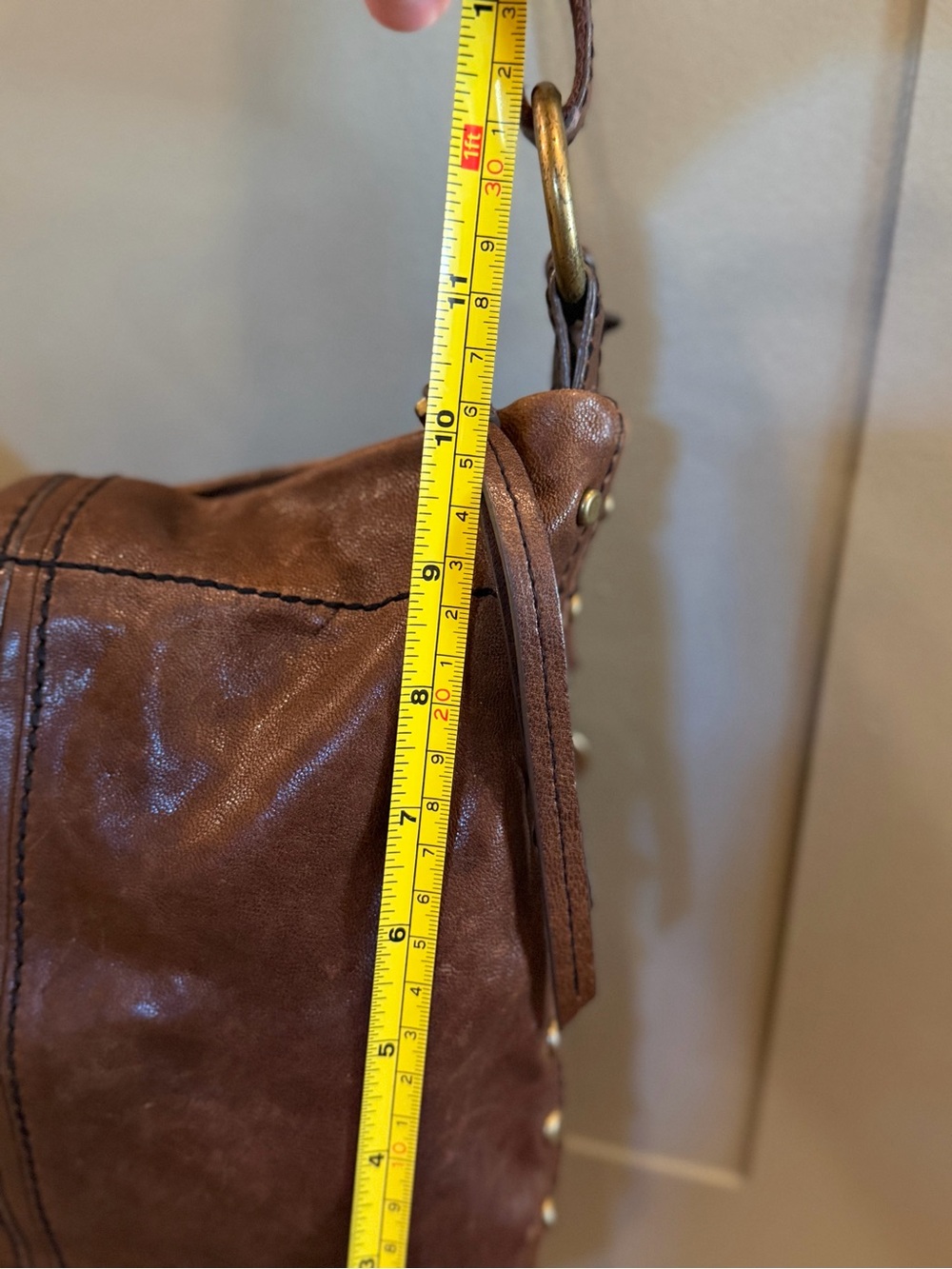 Fossil Leather Crossbody Bag with Brass Hardware - Picture 9 of 10